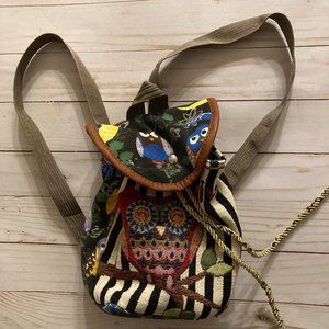 Adorable Owl Print Women's Canvas Colorful Mini Backpack